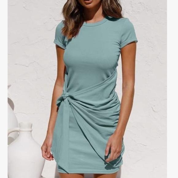 LILLUSORY Dresses & Skirts - Chic Teal Knot Mini Dress